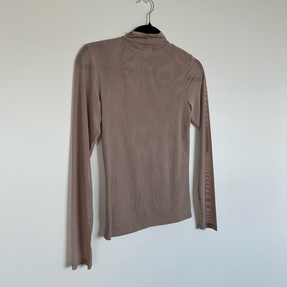 J For Justify Mock Neck Long Sleeve Mesh Shirt in Cream - Picture 5 of 5